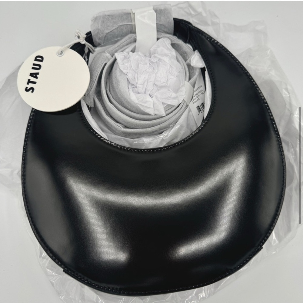NWT Staud Mini Moon Purse in Polished Black Leather, Crossbody Bag , Brand NEW - Picture 7 of 16